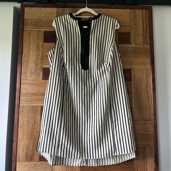 akris punto striped shirt dress Shirt Dress in Striped Cotton with Mesh Tape Medium blue-cream / 10